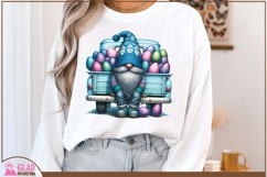 Easter Gnome vintage blue truck filled with Easter eggs png Product Image 5