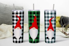 Christmas Gnome Sublimation Tumbler Leopard Plaid Design Product Image 1