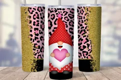 Valentine Gnome 20 oz Skinny Tumbler Sublimation PNG Product Image 1