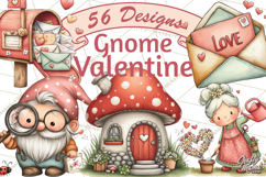 Garden Gnome Clipart PNG, Valentine Whimsical Clip Art Product Image 1