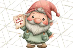 Garden Gnome Clipart PNG, Valentine Whimsical Clip Art Product Image 2