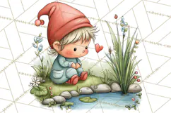 Garden Gnome Clipart PNG, Valentine Whimsical Clip Art Product Image 5