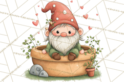 Garden Gnome Clipart PNG, Valentine Whimsical Clip Art Product Image 3