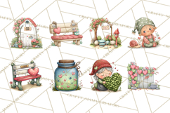 Garden Gnome Clipart PNG, Valentine Whimsical Clip Art Product Image 3
