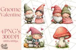 Garden Gnome Clipart PNG, Valentine Whimsical Clip Art Product Image 1