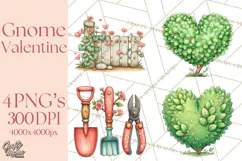 Garden Gnome Clipart PNG, Valentine Whimsical Clip Art Product Image 1