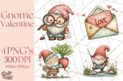 Garden Gnome Clipart PNG, Valentine Whimsical Clip Art Product Image 1