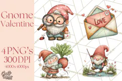 Garden Gnome Clipart PNG, Valentine Whimsical Clip Art Product Image 1