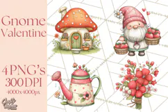 Garden Gnome Clipart PNG, Valentine Whimsical Clip Art Product Image 1