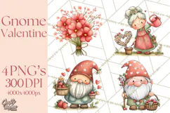 Garden Gnome Clipart PNG, Valentine Whimsical Clip Art Product Image 1