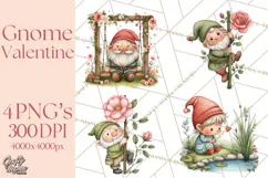 Garden Gnome Clipart PNG, Valentine Whimsical Clip Art Product Image 1
