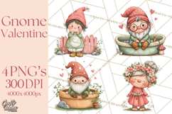 Garden Gnome Clipart PNG, Valentine Whimsical Clip Art Product Image 1