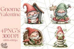 Garden Gnome Clipart PNG, Valentine Whimsical Clip Art Product Image 1