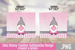 Pink & Gray Gnome 20 oz Skinny Tumbler Sublimation PNG Product Image 2