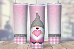 Pink & Gray Gnome 20 oz Skinny Tumbler Sublimation PNG Product Image 1