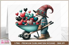 Valentine Gnome with wheelbarrow full of heart valentines Product Image 2