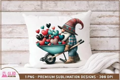 Valentine Gnome with wheelbarrow full of heart valentines Product Image 3