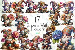 Gnome With Flowers Sublimation Clipart Product Image 1