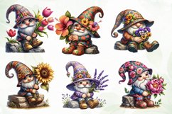 Gnome With Flowers Sublimation Clipart Product Image 4