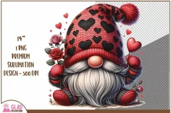 Valentine Gnome png with roses, Valentine gnome rose bouquet Product Image 1