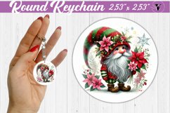 Round Keychain | Gnome with Flowers | Spring Product Image 1
