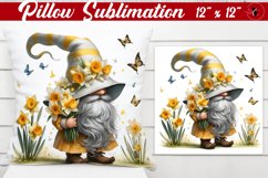 Pillow sublimation | Gnome with Flowers | Spring Product Image 1