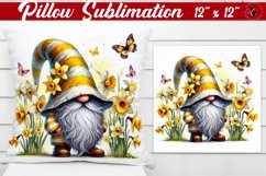 Pillow sublimation | Gnome with Flowers | Spring Product Image 1