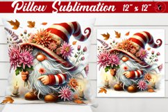 Pillow sublimation | Gnome with Flowers | Spring Product Image 1
