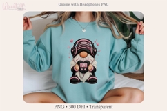 Cute Music Lover Gnome with Headphones, Faux Knit Gnome Product Image 3