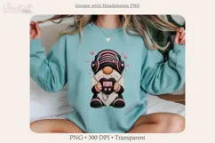 Cute Music Lover Gnome with Headphones, Faux Knit Gnome Product Image 3