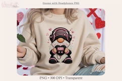 Cute Music Lover Gnome with Headphones, Faux Knit Gnome Product Image 1