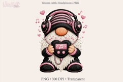 Cute Music Lover Gnome with Headphones, Faux Knit Gnome Product Image 6