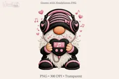 Cute Music Lover Gnome with Headphones, Faux Knit Gnome Product Image 6