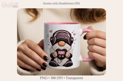 Cute Music Lover Gnome with Headphones, Faux Knit Gnome Product Image 4