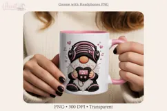 Cute Music Lover Gnome with Headphones, Faux Knit Gnome Product Image 4