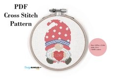 Gnome With Heart Cross Stitch Pattern PDF File Product Image 1