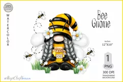Bee Gnome png| Gnome girl sublimation| Honey Bee Gnome daisy Product Image 1