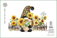 Sunflower Gnome|Leopard gnome PNG clipart|gnome sublimation Product Image 1