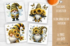 Gnome with sunflowers, Spring Gnome. Cute Gnome Square Coast Product Image 1