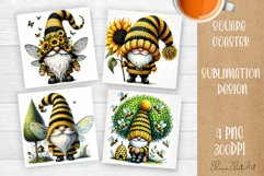 Gnome with sunflowers, Spring Gnome. Cute Gnome Square Coast Product Image 1