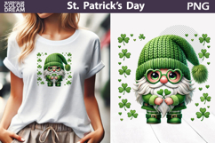 St. Patrick's Day Clipart | Gnome Clover Sublimation Product Image 1
