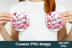 Valentines gnomes car coaster sublimation | Round coaster Product Image 1