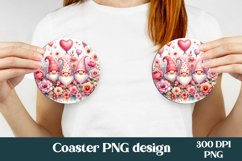 Valentines gnomes flowers car coaster sublimation design Product Image 1