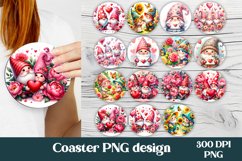 Gnome flower car coaster sublimation PNG bundle design Product Image 1