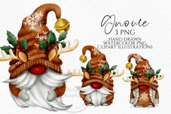 Rudolph Reindeer Gnomes | Watercolor Clipart Png Product Image 1