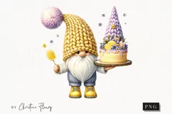 Watercolor Lemon Baking Gnome Clipart | Gnome PNG Product Image 1