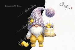 Watercolor Lemon Baking Gnome Clipart | Gnome PNG Product Image 2