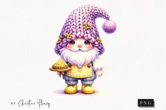 Watercolor Lemon Baking Gnome Clipart | Gnome PNG Product Image 1