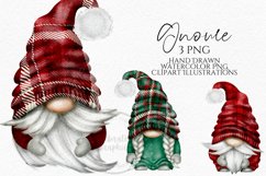 Autumn Tartan Gnomes | Watercolor Clipart Png Product Image 1