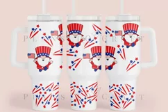 gnomes 4th of july  40oz quencher tumbler sublimation full wrap high resolution transparant background